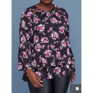 {Lane Bryant} Printed Tiered Hem Blouse